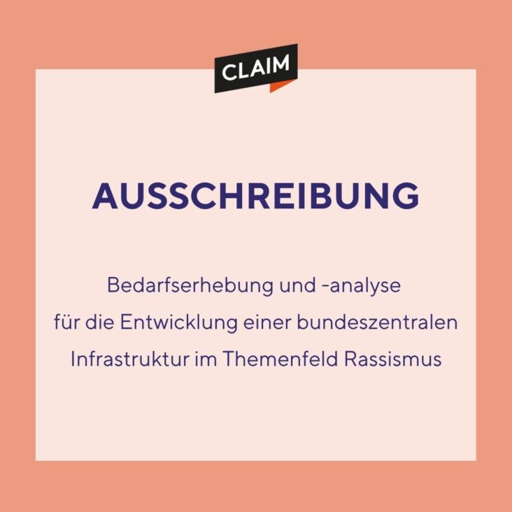 Ausschreibung: Bedarfserhebung und -analyse für die Entwicklung einer bundeszentralen Infrastruktur im Themenfeld Rassismus